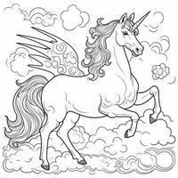 unicornio colorante página - línea Arte estilo foto