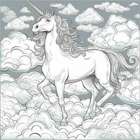 unicornio colorante página - línea Arte estilo foto