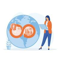 Circular economy, Green energy, eco-industrial development and manufacturing concept, flat vector modern illustration