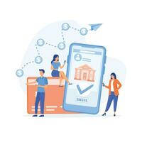 Mobile banking concept. people using app for money transfer, accounting and online banking. people using app for money transfering, accounting and online banking vector