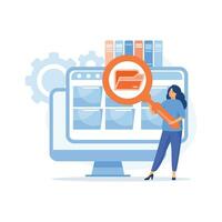 File manager and data storage, Employees searching and indexing file documents,  flat vector modern illustration