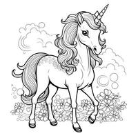 página para colorear de unicornio para niños foto