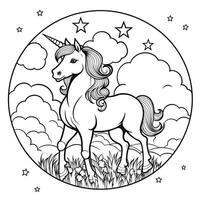 página para colorear de unicornio para niños foto