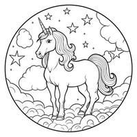 página para colorear de unicornio para niños foto