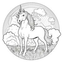 página para colorear de unicornio para niños foto