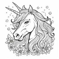 página para colorear de unicornio para niños foto