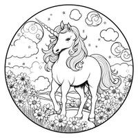 página para colorear de unicornio para niños foto