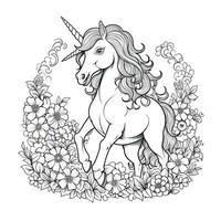 página para colorear de unicornio para niños foto