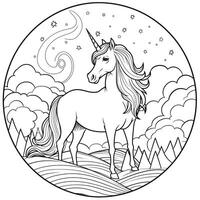 página para colorear de unicornio para niños foto