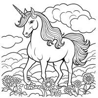 página para colorear de unicornio para niños foto