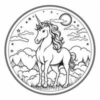 página para colorear de unicornio para niños foto