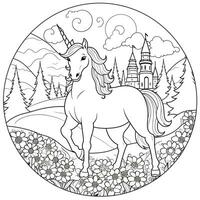 página para colorear de unicornio para niños foto