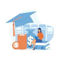 Financial education, Student characters investing money in education and knowledge. Personal finance management, flat vector modern illustration