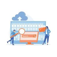 documents tracking system concept, Organized archive. Searching files in database,  flat vector modern illustration