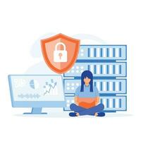 database security hacker attack concept. hackers stealing personal data.  flat vector modern illustration