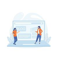 Blog Creation, Starting Personal Lifestyle Vlog, Live Video Streaming Channel Launch, flat vector modern illustration