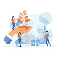 people prepare for the holiday, save the planet from pollution, World Environment Day, flat vector modern illustration