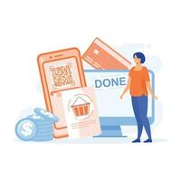 Payment Aproved, Online Card Payment Concept, Money transfer, Mobile Wallet, flat vector modern illustration