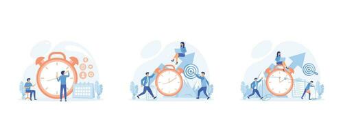 Time Management Business Strategy, daily routine productively to reach goal, Projects and deadlines. set flat vector modern illustration