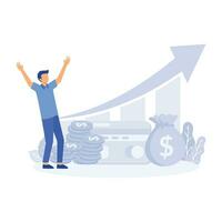 Income growth chart, banking services, financial report graph.  flat vector modern illustration