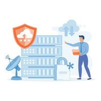 Cyber Security Services  to Protect Personal Data, Cloud Shared Documents,  flat vector modern illustration