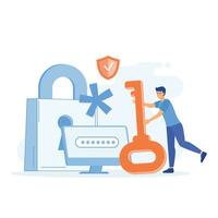 data security system concept, protection web access control,  flat vector modern illustration