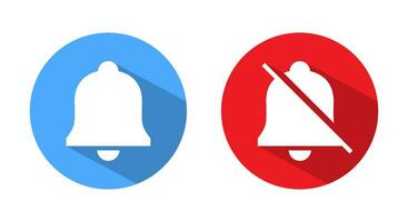 Notification bell icon vector in flat style. Mute reminder button symbol