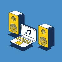 Laptop with sound retro vintage for your banner vector