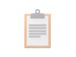 Clipboard icon 3d rendering vector illustration