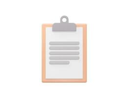 Clipboard icon 3d rendering vector illustration