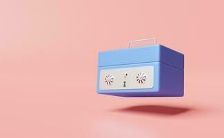 blue safe box isolated on pink background.business banking concept,3d illustration or 3d rendering photo