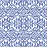 Aztec tribal modern color geometric pattern. Aztec tribal geometric shape seamless pattern blue-white color. Ethnic geometric pattern use for textile, carpet, cushion, quilt, wallpaper, etc. vector