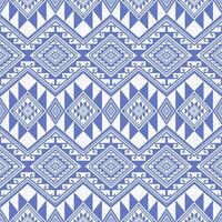 Aztec tribal modern color geometric pattern. Aztec tribal geometric shape seamless pattern blue-white color. Ethnic geometric pattern use for textile, carpet, cushion, quilt, wallpaper, etc. vector