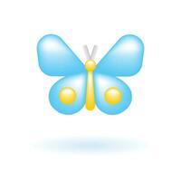 3D Butterfly Insech Bug Wings Icon. Eco Sustainability Environmental Concept. Glossy Glass Plastic Color. Cute Realistic Cartoon Minimal Style. 3D Render Vector Icon UX UI Isolated Illustration.