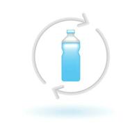 3D Recycle Plastic Pet Bottle Icon. Eco Sustainability Environmental Concept. Glossy Glass Plastic Color. Cute Realistic Cartoon Minimal Style. 3D Render Vector Icon UX UI Isolated Illustration.