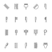 Hairbrush Vector Icon Set. Perfect for web sites, books, stores, shops. Editable stroke in minimalistic outline style