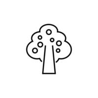 Tree with Fruits Minimalistic Outline Icon for Shops and Stores. Perfect for web sites, books, stores, shops. Editable stroke in minimalistic outline style vector