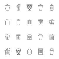 Trash Cans Vector Icon Set. Perfect for web sites, books, stores, shops. Editable stroke in minimalistic outline style