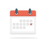 red check Mark in Calendar Important event concept. Vector flat cartoon design style.