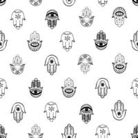 Hamsa hand seamless pattern. Vector background, symbol of protection from devil eye.