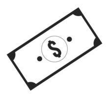 Banknote flat monochrome isolated vector object. Paper money. Editable black and white line art drawing. Simple outline spot illustration for web graphic design