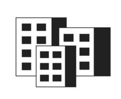 ciudad edificios monocromo plano vector objeto. apartamentos para ciudadano. editable negro y blanco Delgado línea icono. sencillo dibujos animados acortar Arte Mancha ilustración para web gráfico diseño