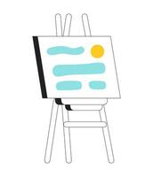 Picture on easel monochrome flat vector object. Exhibition of paintings. Editable black and white thin line icon. Simple cartoon clip art spot illustration for web graphic design