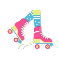 Pair of Roller Skates for Skating Vector Illustration in Retro Groove Style