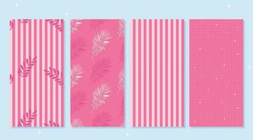Set of Pink Summer Bright Seamless Patterns vector