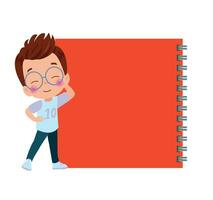 Your text here cute boy holding note paper vector