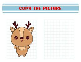 Repeat the picture. Coloring book for kids. Children's education. Cartoon animal deer. vector