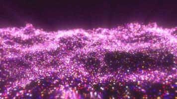 Purple waves from energy particles magical glowing high tech futuristic light dots abstract background video