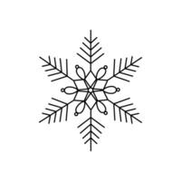 Snowflake Christmas simple doodle linear hand drawn vector illustration, winter holidays New Year elements for seasons greetings cards, invitations, banner, poster, stickers