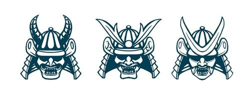 samurai helmet set design vector